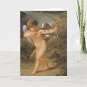 Cartão De Festividades Dia dos Namorados Vintage, Cupido com Arco e Flech