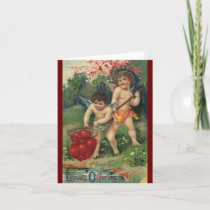Cartão De Festividades Dia dos Namorados Vitoriano Antigo, Oferta de Amor
