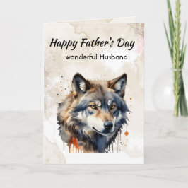 Cartão De Festividades Dia dos Pais Marido Lobo Aquarela