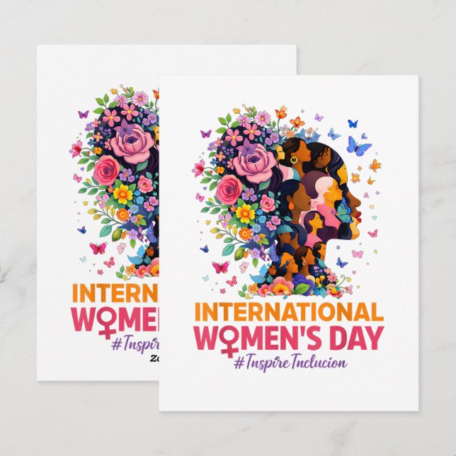 Cartão De Festividades Dia Internacional da Mulher (Frente/Verso)