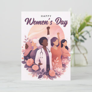 Cartão De Festividades Dia Internacional da Mulher Feliz Floral Moderno 8