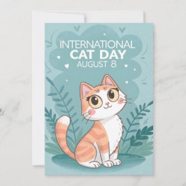 Cartão De Festividades Dia Internacional do Gato Arte de Gato Caprichosa 
