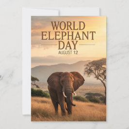 Cartão De Festividades Dia Mundial do Elefante Arte da Savana Africana