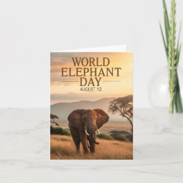 Cartão De Festividades Dia Mundial do Elefante Arte da Savana Africana