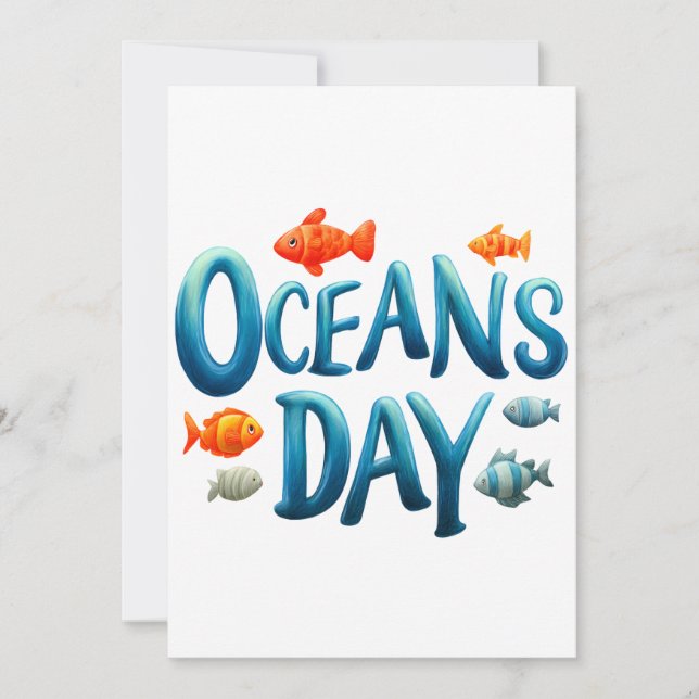 Cartão De Festividades Dia Mundial dos Oceanos - Celebração do Dia dos Oc (Frente)