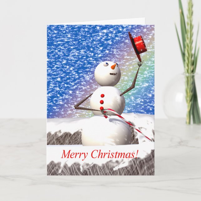 Cartão De Festividades Dia perfeito de Natal do Snowman (Frente)