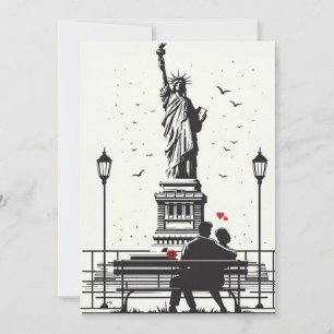 Cartão De Festividades Dia Romântico em Nova York: Amor na Liberdade