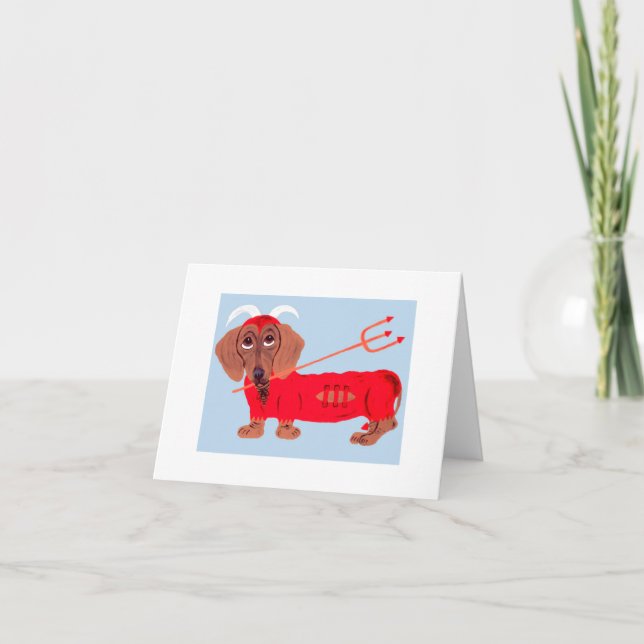Cartão De Festividades Diabo Dachshund (Frente)