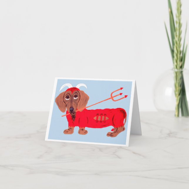 Cartão De Festividades Diabo Dachshund (Frente)