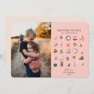 Cartão De Festividades Dias de Contagem Chic para Foto Rosa de Salmão de