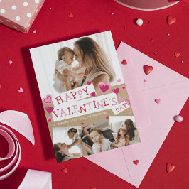 Cartão De Festividades Dias de os namorados Rustic Foto Collage Hearts Ar