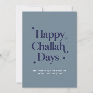 Cartão De Festividades Dias Felizes de Challah Azul, Hanukkah Divertido