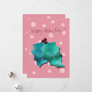 Cartão De Festividades Dias Felizes de Natal Rosa e Aquamarine!