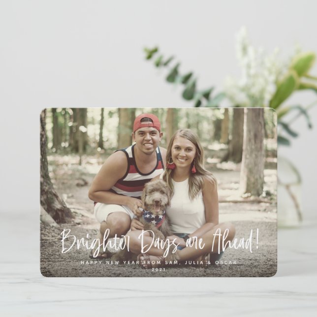 Cartão De Festividades Dias mais Brilhantes estão à frente Foto do Ano No (Em pé/Frente)