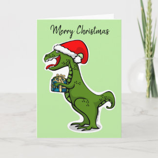Cartão De Festividades Dino T-rex Natal