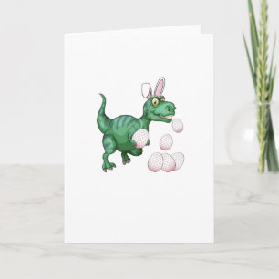 Cartão De Festividades Dinosaur T-Rex Bunny Funny Easter Egg