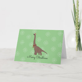 Cartão De Festividades Dinossauro Castanho com Flocos de Neve Santa Hat