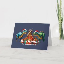 Cartão De Festividades Dinossauro de Natal - Feliz Rex-Mas! 2