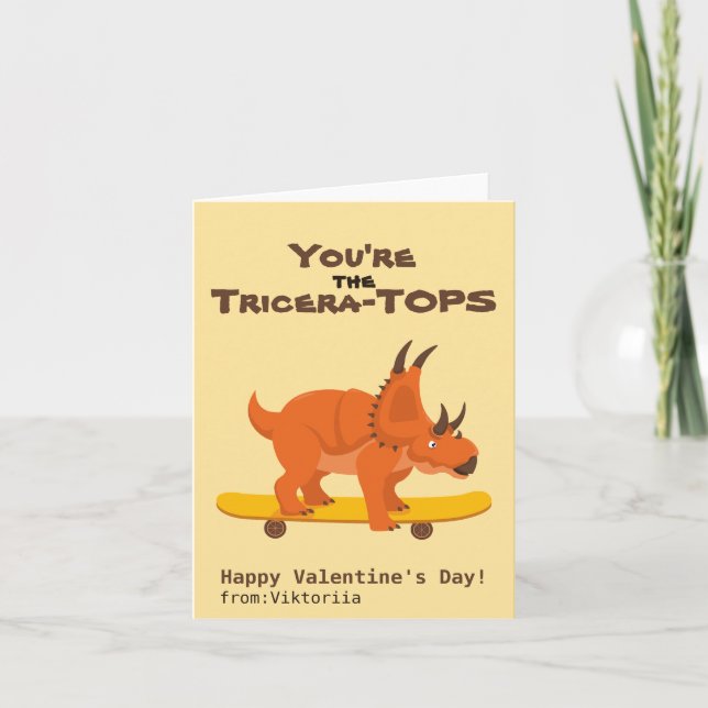 Cartão De Festividades Dinossauro de skate do dia dos namorados para cria (Frente)