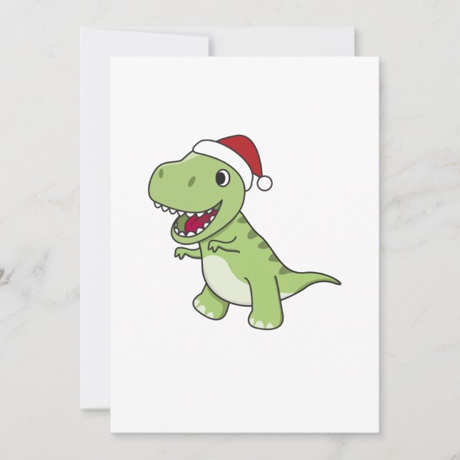 Cartão De Festividades Dinossauro Natal Neve Inverno T Rex Dino Adulto Cl (Frente)