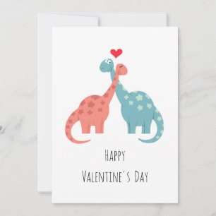 Cartão De Festividades Dinossauros com amor pelo coração do feliz dia de