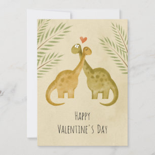Cartão De Festividades Dinossauros com amor pelo coração do feliz dia de