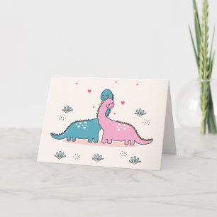 Cartão De Festividades Dinossauros no Dia de os namorados do Amor