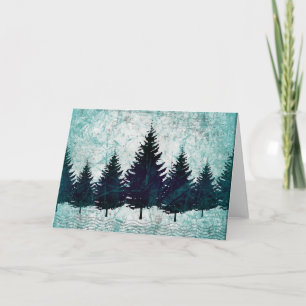 Cartão De Festividades Distressed Rustic Evergreen Pine Trees Forest