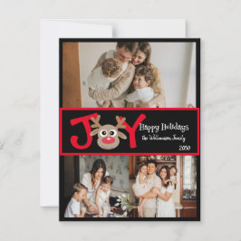 Cartão De Festividades Diversão Alegria Fofo 3 Foto Cartoon Rena Vermelho