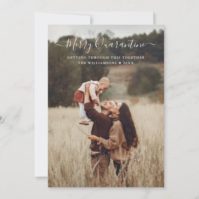 Cartão De Festividades Diversão de Natal em Quarentena Foto de Família co (Frente)