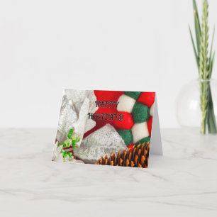 Cartão De Festividades Diversão de Natal Vermelho, Verde, Prata e Branco