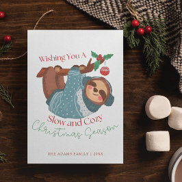Cartão De Festividades Diversão de Watercolor Lenta e Cozy Natal