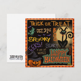 Cartão De Festividades Diversão do Halloween Black Cat Pumpkin Inspirivid