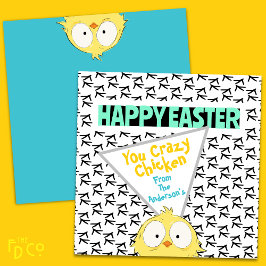 Cartão De Festividades Diversão "Felz pascoa Seu Frango Louco" | Páscoa