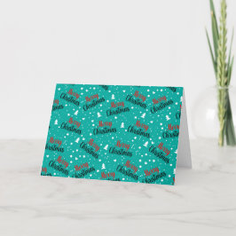 Cartão De Festividades Diversão Moderna do Teal Feliz Natal