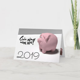 Cartão De Festividades Diversão Saudação de Ano Personalizada 3D de Porco