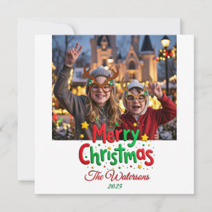 Cartão De Festividades Diversão Tipografia Retro Feliz Natal Foto Carta L