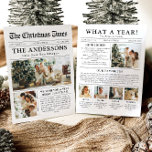 Cartão De Festividades Diversão Única do Jornal Que Foto De Natal De Um A<br><div class="desc">Comemore os destaques do seu ano com nosso cartão de Natal único "Quê Ano". Projetado no estilo de um jornal moderno, este cartão oferece uma maneira criativa de compartilhar suas memórias e marcos favoritos. Com seções personalizáveis para fotos e legendas, é perfeito para mostrar tudo o que fez este ano...</div>