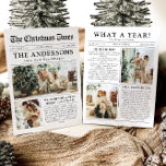 Cartão De Festividades Diversão Única do Jornal Que Foto De Natal De Um A<br><div class="desc">Comemore os destaques do seu ano com nosso cartão de Natal único "Quê Ano". Projetado no estilo de um jornal moderno, este cartão oferece uma maneira criativa de compartilhar suas memórias e marcos favoritos. Com seções personalizáveis para fotos e legendas, é perfeito para mostrar tudo o que fez este ano...</div>