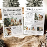 Cartão De Festividades Diversão Única do Jornal Que Foto De Natal De Um A<br><div class="desc">Comemore os destaques do seu ano com nosso cartão de Natal único "Quê Ano". Projetado no estilo de um jornal moderno, este cartão oferece uma maneira criativa de compartilhar suas memórias e marcos favoritos. Com seções personalizáveis para fotos e legendas, é perfeito para mostrar tudo o que fez este ano...</div>