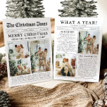 Cartão De Festividades Diversão Única do Jornal Que Foto De Natal De Um A<br><div class="desc">Comemore os destaques do seu ano com nosso cartão de Natal único "Quê Ano". Projetado no estilo de um jornal moderno, este cartão oferece uma maneira criativa de compartilhar suas memórias e marcos favoritos. Com seções personalizáveis para fotos e legendas, é perfeito para mostrar tudo o que fez este ano...</div>
