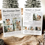 Cartão De Festividades Diversão Única do Jornal Que Foto De Natal De Um A<br><div class="desc">Comemore os destaques do seu ano com nosso cartão de Natal único "Quê Ano". Projetado no estilo de um jornal moderno, este cartão oferece uma maneira criativa de compartilhar suas memórias e marcos favoritos. Com seções personalizáveis para fotos e legendas, é perfeito para mostrar tudo o que fez este ano...</div>