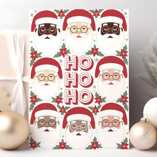 Cartão De Festividades Diverse Rostos de Papai Noel Ho Ho Ho Natal