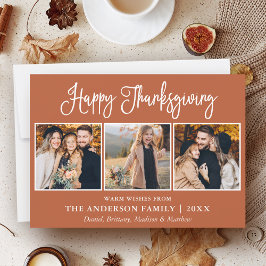 Cartão De Festividades Divertido Caligrafia Ação de Graças Terracotta 3 F