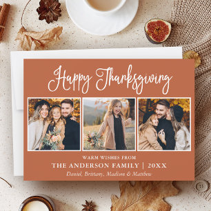 Cartão De Festividades Divertido Caligrafia Ação de Graças Terracotta 3 F
