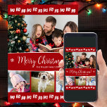 Cartão De Festividades Divertido Como Ho Ho Texto de Natal Quatro Fotogra<br><div class="desc">Adicione um toque personalizado divertido ao seu cartões de natal com este adorável cartão de saudação multifoto de Ho Ho Ho Ho Feliz Natal inspirado em Papais noeis. O cartão tem espaço para Feliz Natal ou outro texto e o nome da sua família e ano. Para um toque personalizado especial...</div>