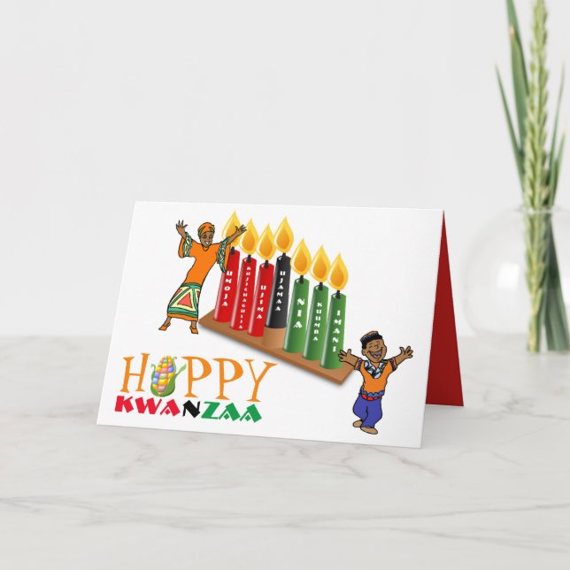 Cartão De Festividades Divertido e feliz KWANZAA 7 Princípios personaliza (Frente)
