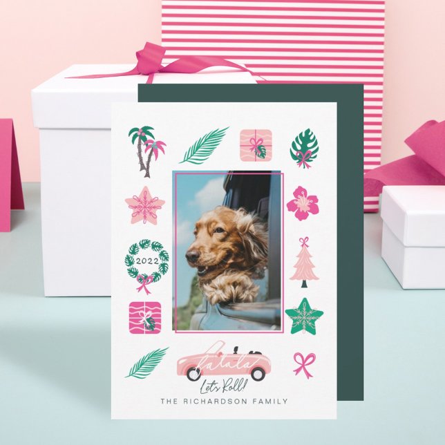 Cartão De Festividades Divertido Natal Tropical Permite Rolar Foto Conver (Criador carregado)