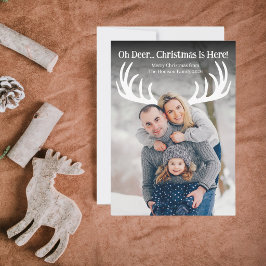 Cartão De Festividades Divertido Oh Veado Natal Está Aqui Foto Moderna