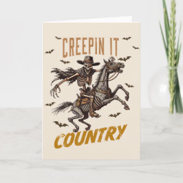 Cartão De Festividades Divertido Vintage Creepin It Country Halloween